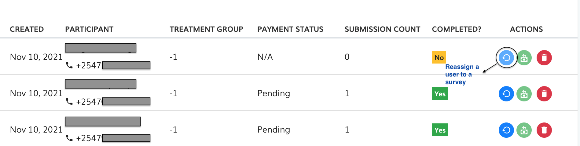 Re-assign yourself to survey